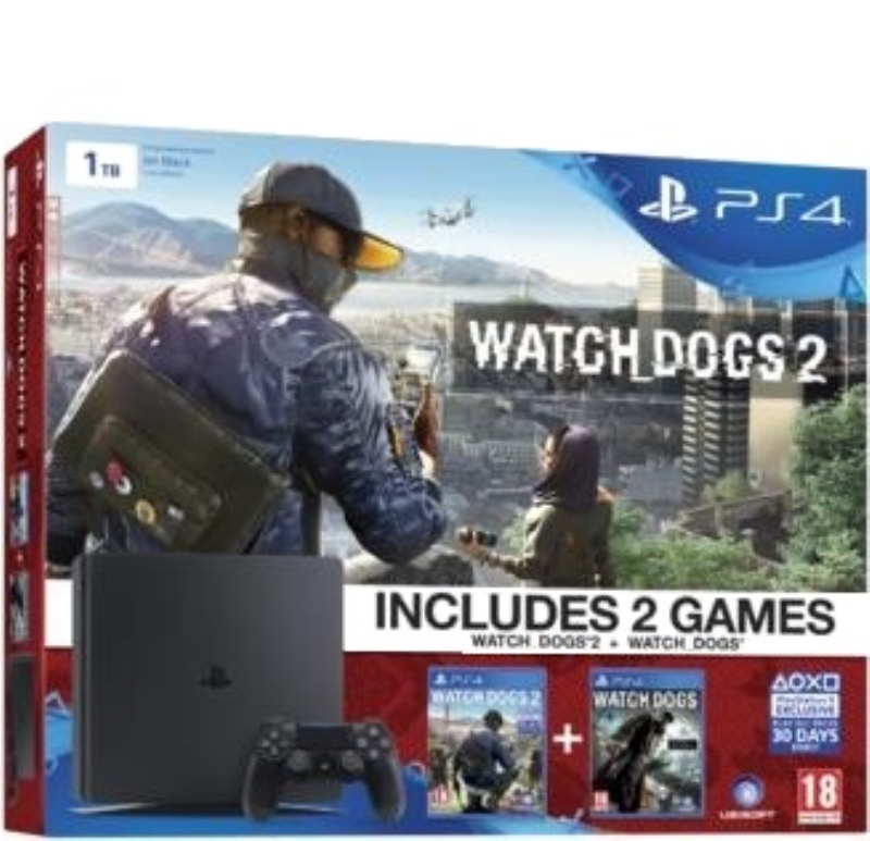 SONY Console Sony PS4 Slim 1 TB + Watch Dogs 1 e 2 bundle